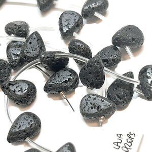 As Low as $2 Flat Top Drilled Lava Drop Oiled Beads 14mm x 10mm (8)